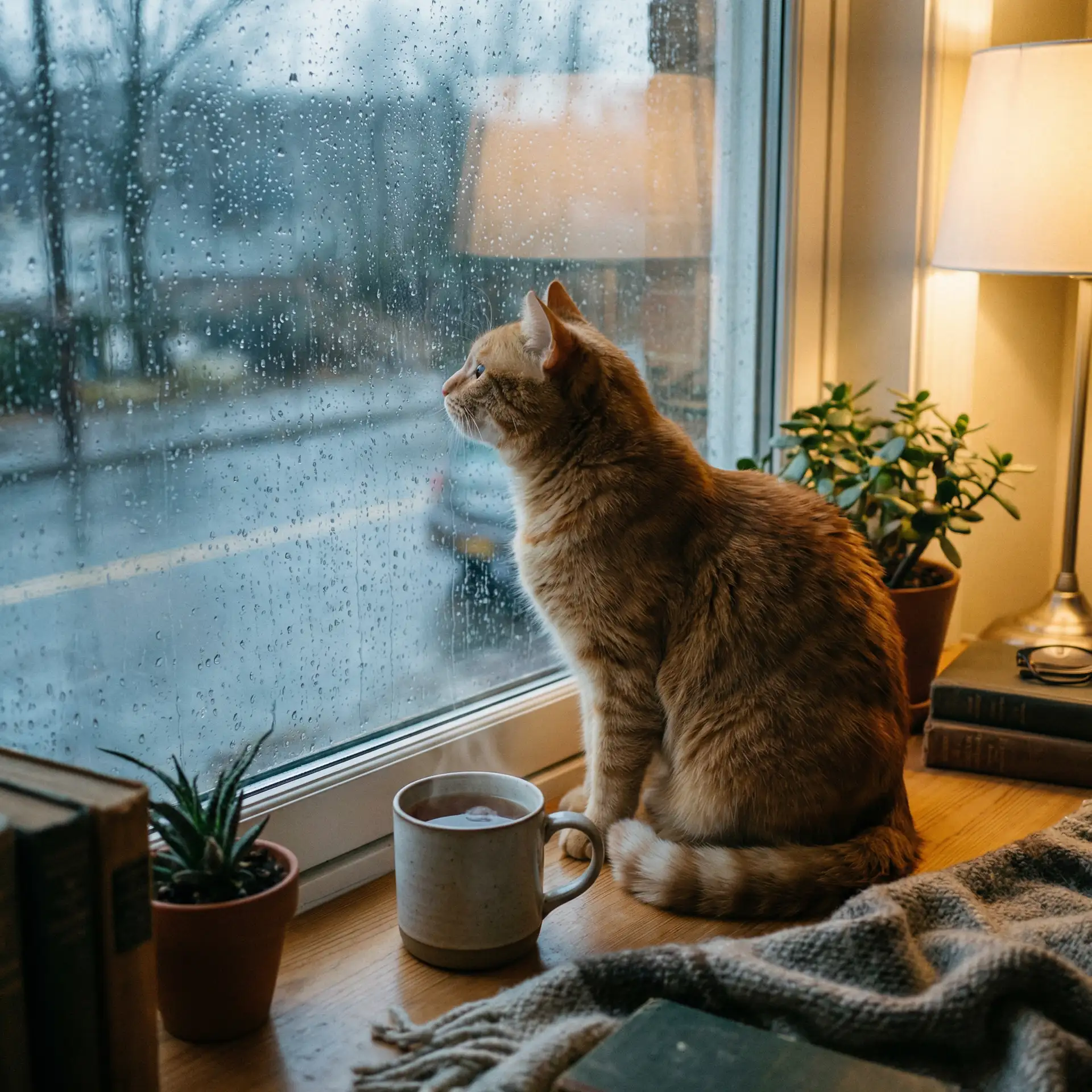 猫咪望着窗外的雨 - 热血航线兑换码